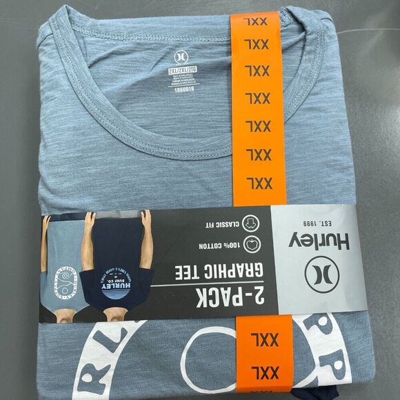 NEW Hurley Men's XXL 2-Pack Graphic Tee Classic Fit 100% Cotton - Picture 2 of 5